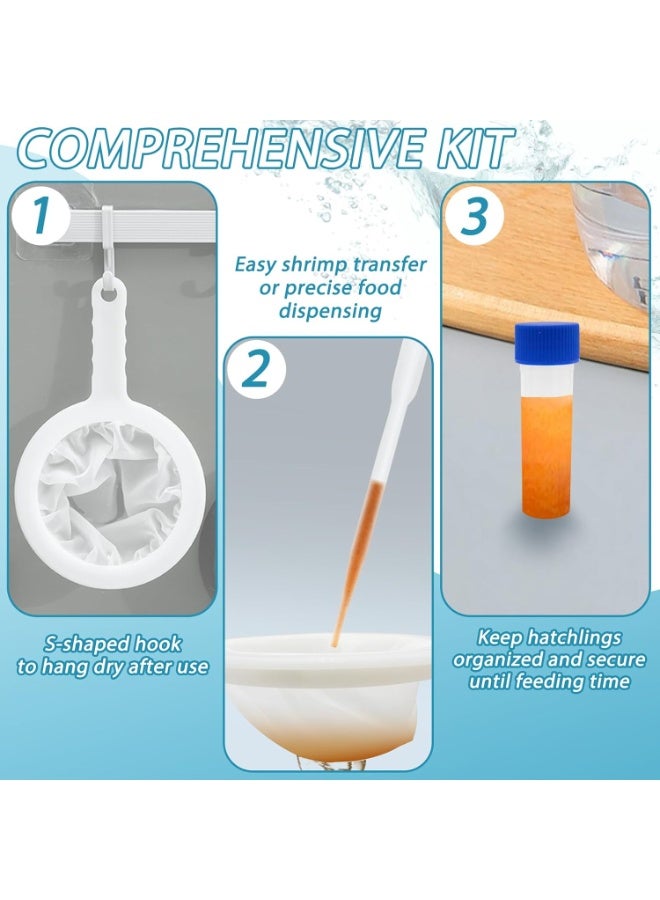 الطفل محلول ملحي الروبيان شبكة غربال 80 ، 120 ، 200 مش عدة مع 3 خطاف ، 3 ماصات و 5 أنابيب التخزين المستخدمة في محلول ملحي الروبيان حاضنة فلتر ، المقلية محلول ملحي الروبيان البيض و حاضنة الرضيع الأسماك فاصل ( 14 أجزاء ) - Image 2